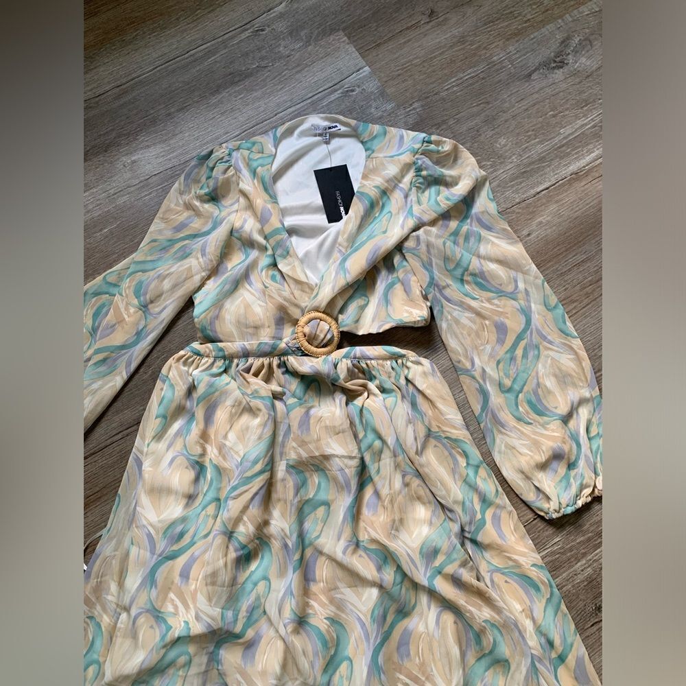 NWT Fashion Nova Eternal Beauty Maxi Dress Boho Blue Green Purple Taupe Size L - Picture 7 of 15